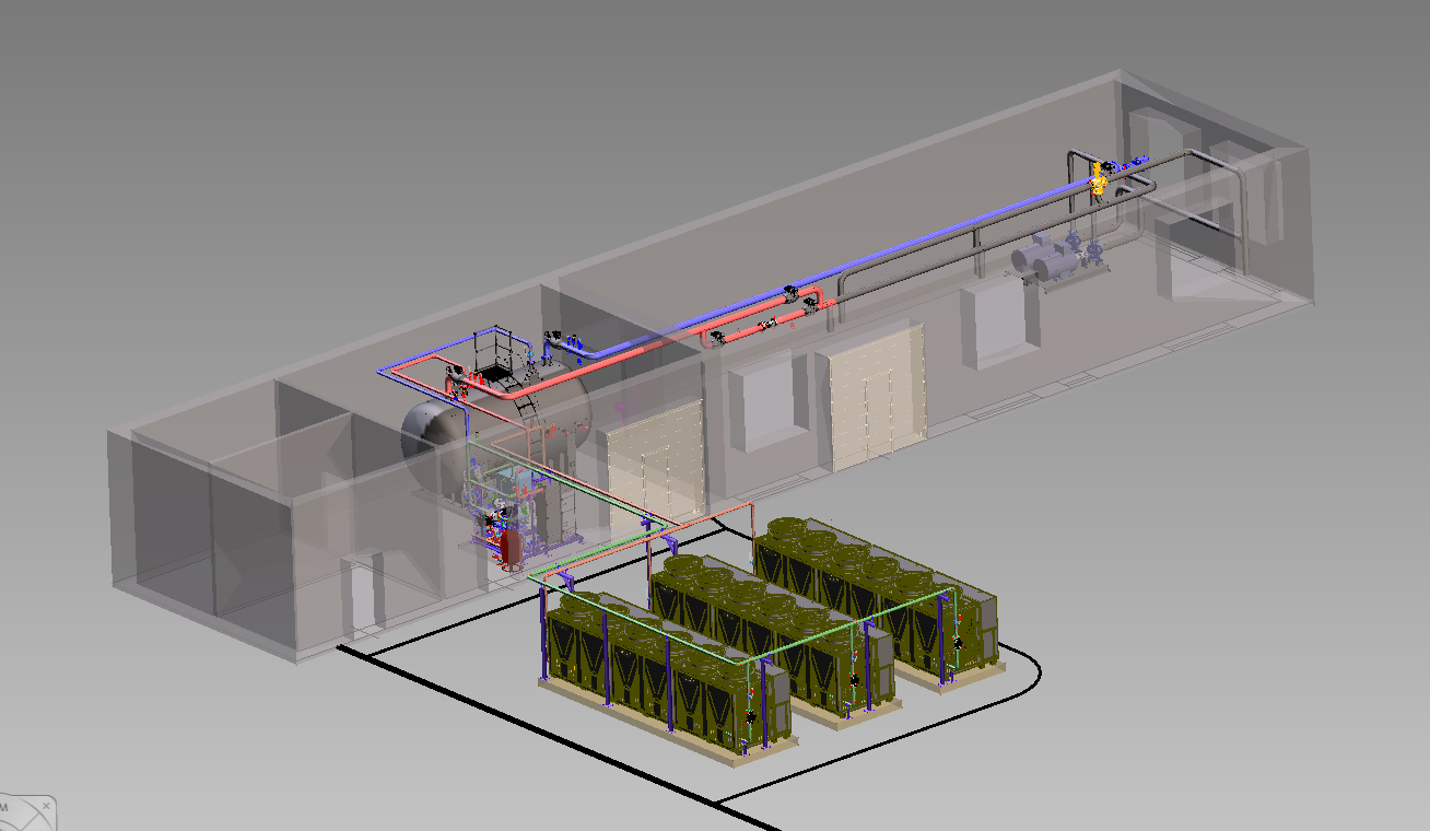 Rėkyvos katilinėje bus įrengtas 0,85 MW galios kompresorinis šilumos siurblys oras-vanduo. Projekto vizualizacija